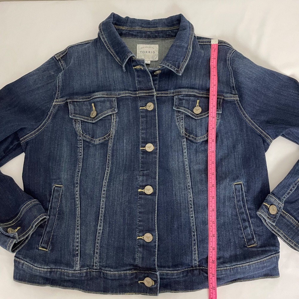Torrid Jean Jacket Womens Plus 1X Blue Stretch Denim Pockets - Picture 8 of 9